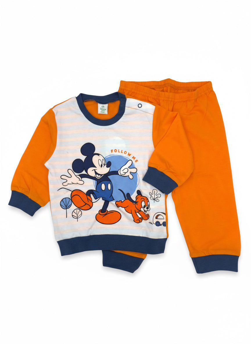 Pigiama Neonato e Bambino manica lunga primaverile in Jersey di Cotone Mickey Mouse Disney ELLEPI - Taglie 9, 12, 24 mesi e 3 anni