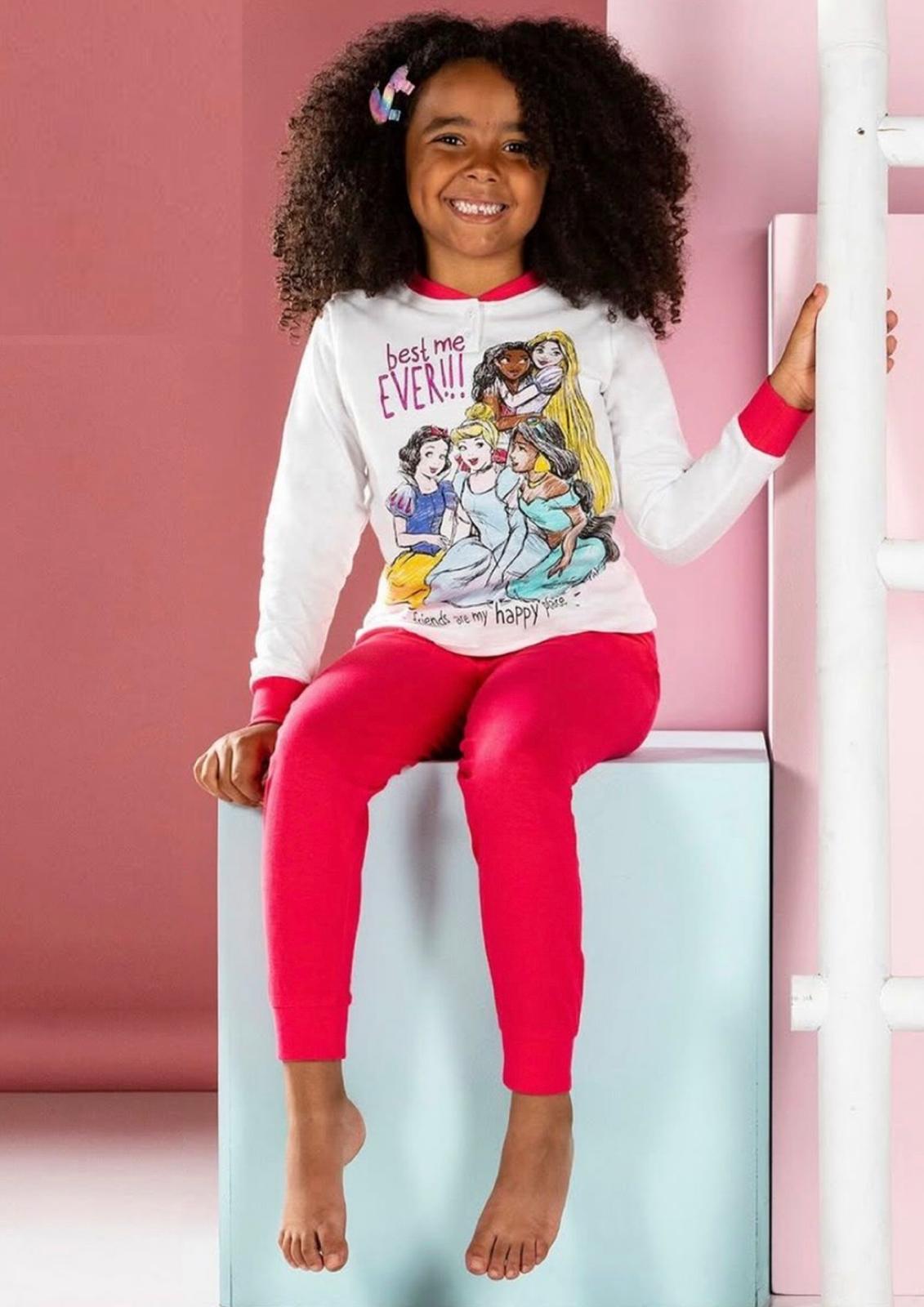 Pigiama Bambina manica lunga Cotone jersey Disney Princess - Taglia 3/4 anni