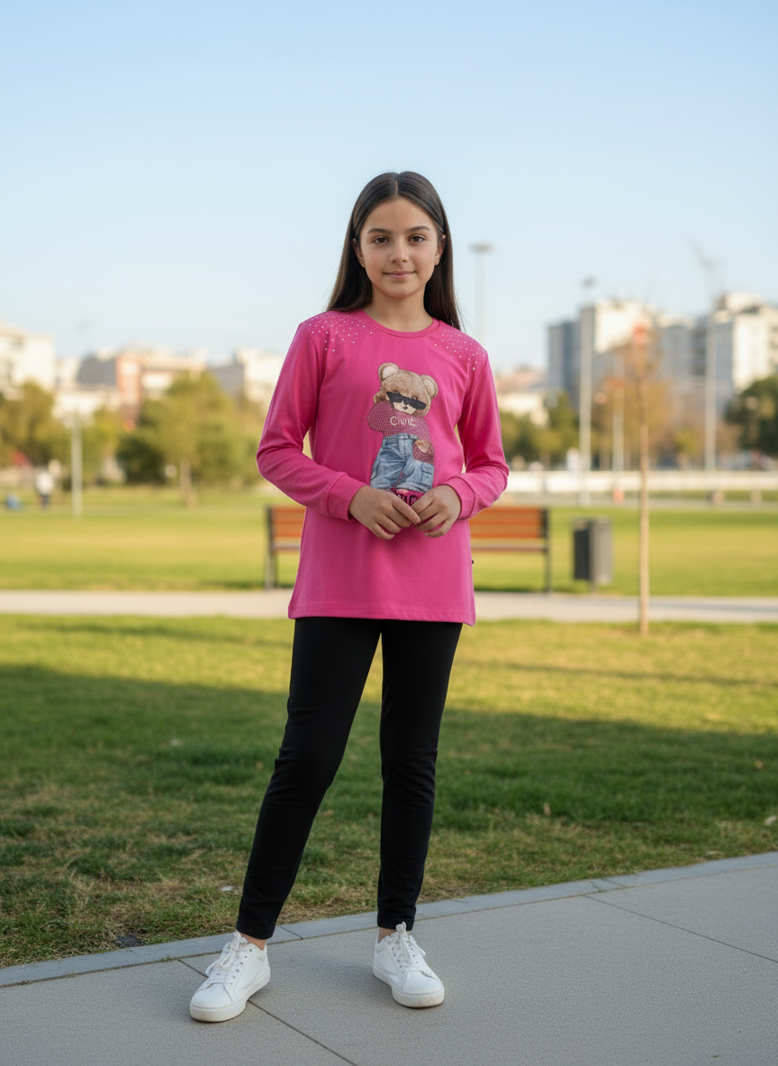 Completo Ragazza T-Shirt manica lunga jersey e leggins LOLLITOP - Taglie 8 e 10 anni