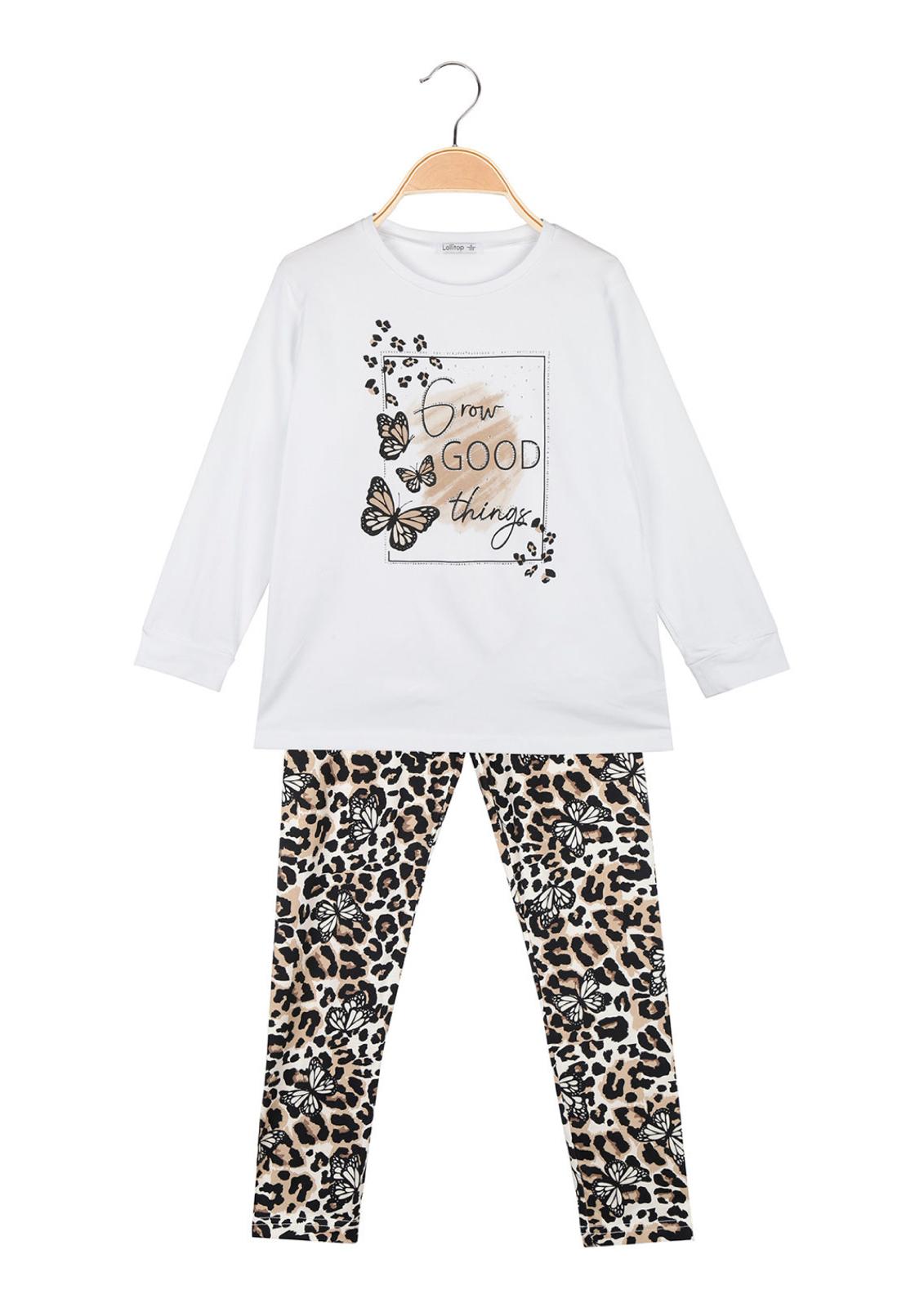 Completo Ragazza T-Shirt manica lunga jersey e leggins maculati LOLLITOP