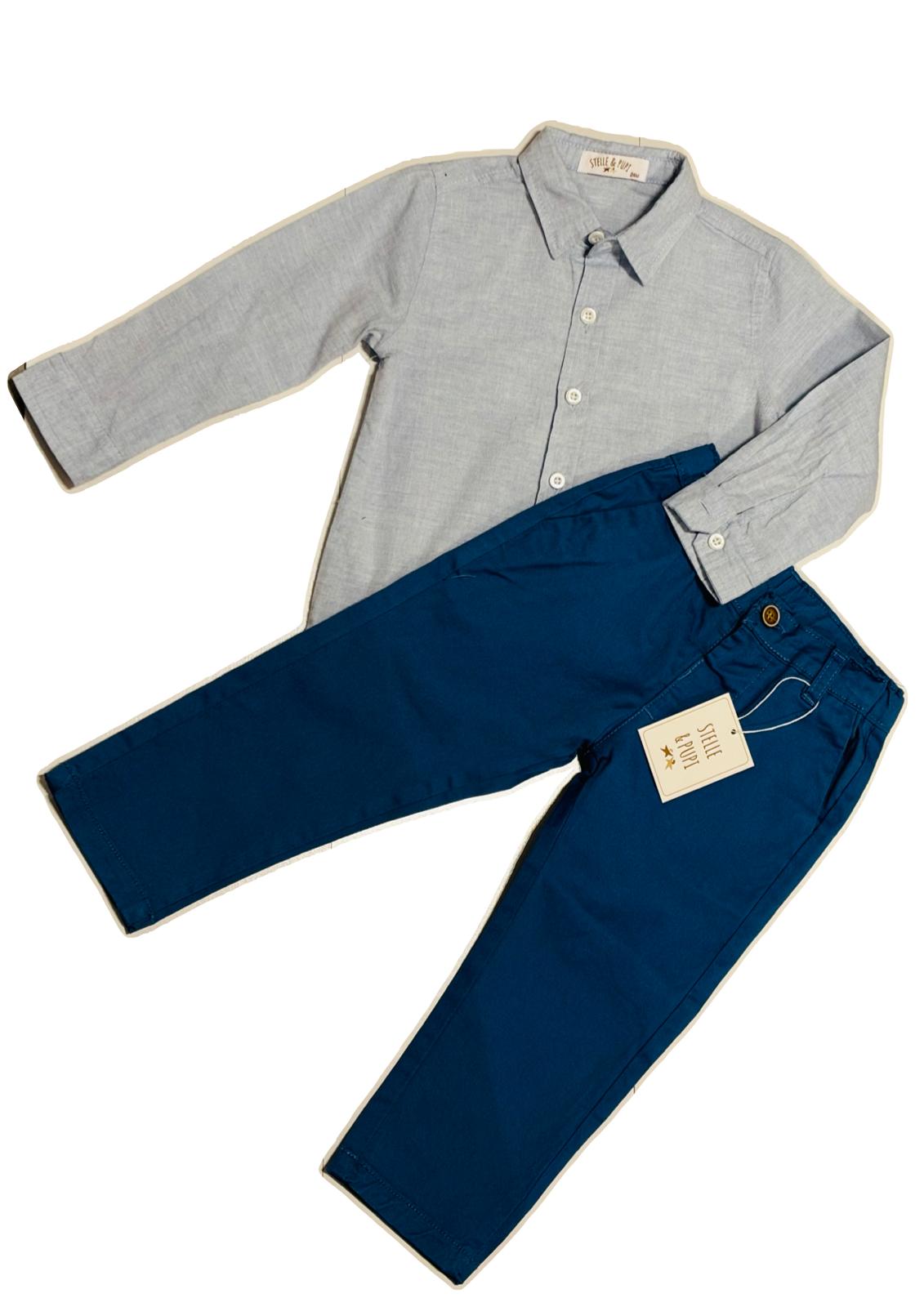 Completo Neonato camicia e pantalone STELLE&PUPI