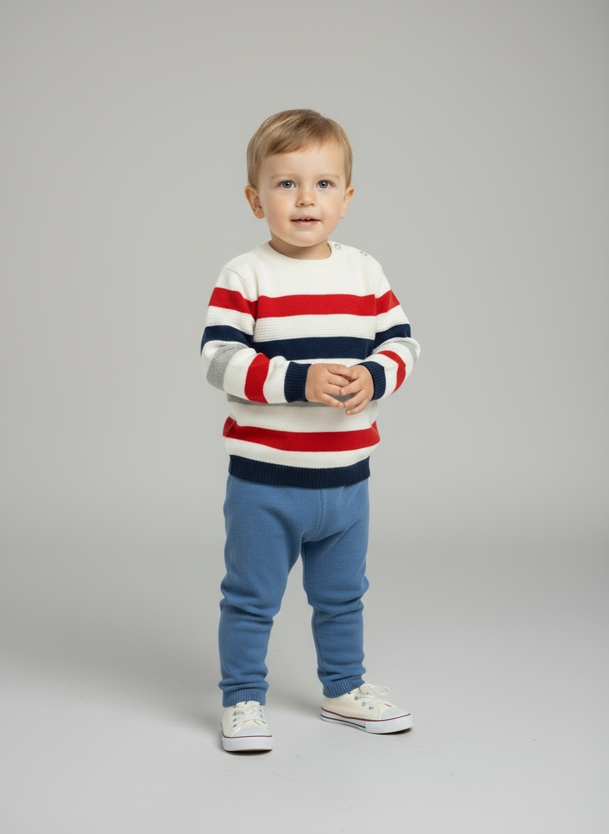 Maglioncino Neonato in cotone a righe STELLE&PUPI