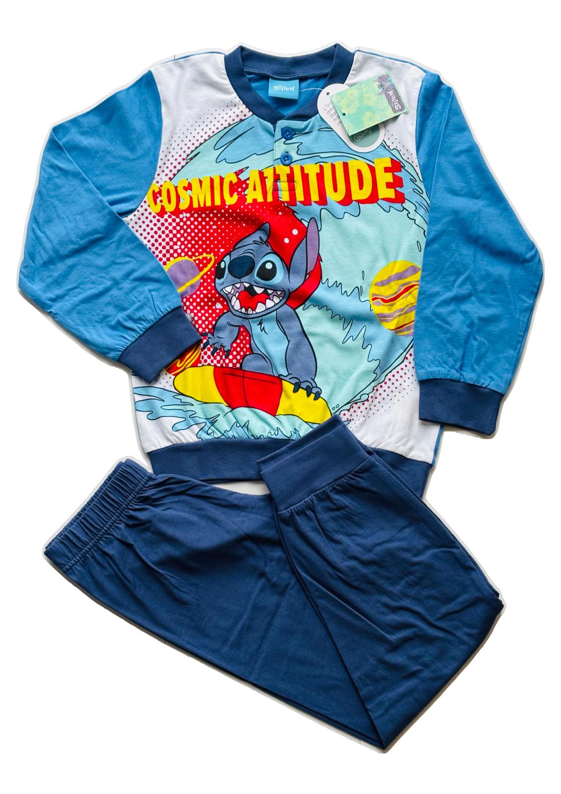 Pigiama Bambino manica lunga serafino in Jersey di Cotone Ellepi Stitch DISNEY