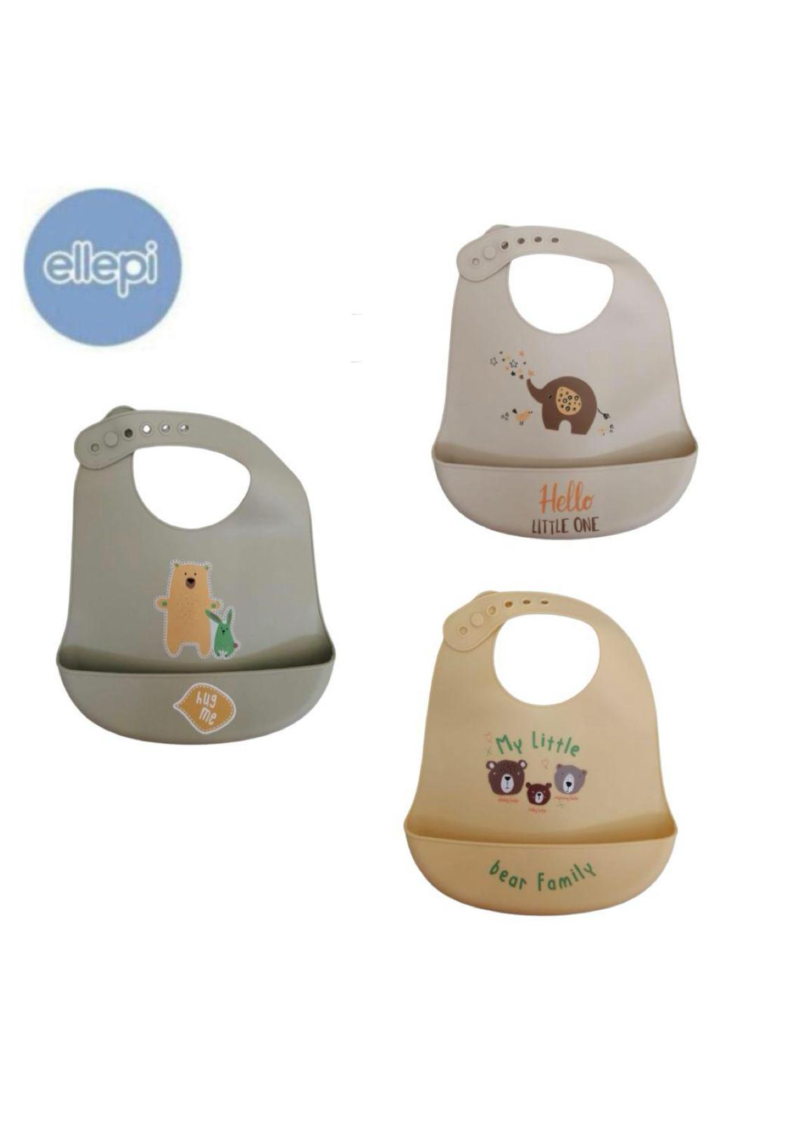 Bavaglino Neonato/a in silicone con tasca raccoglipappa ELLEPI
