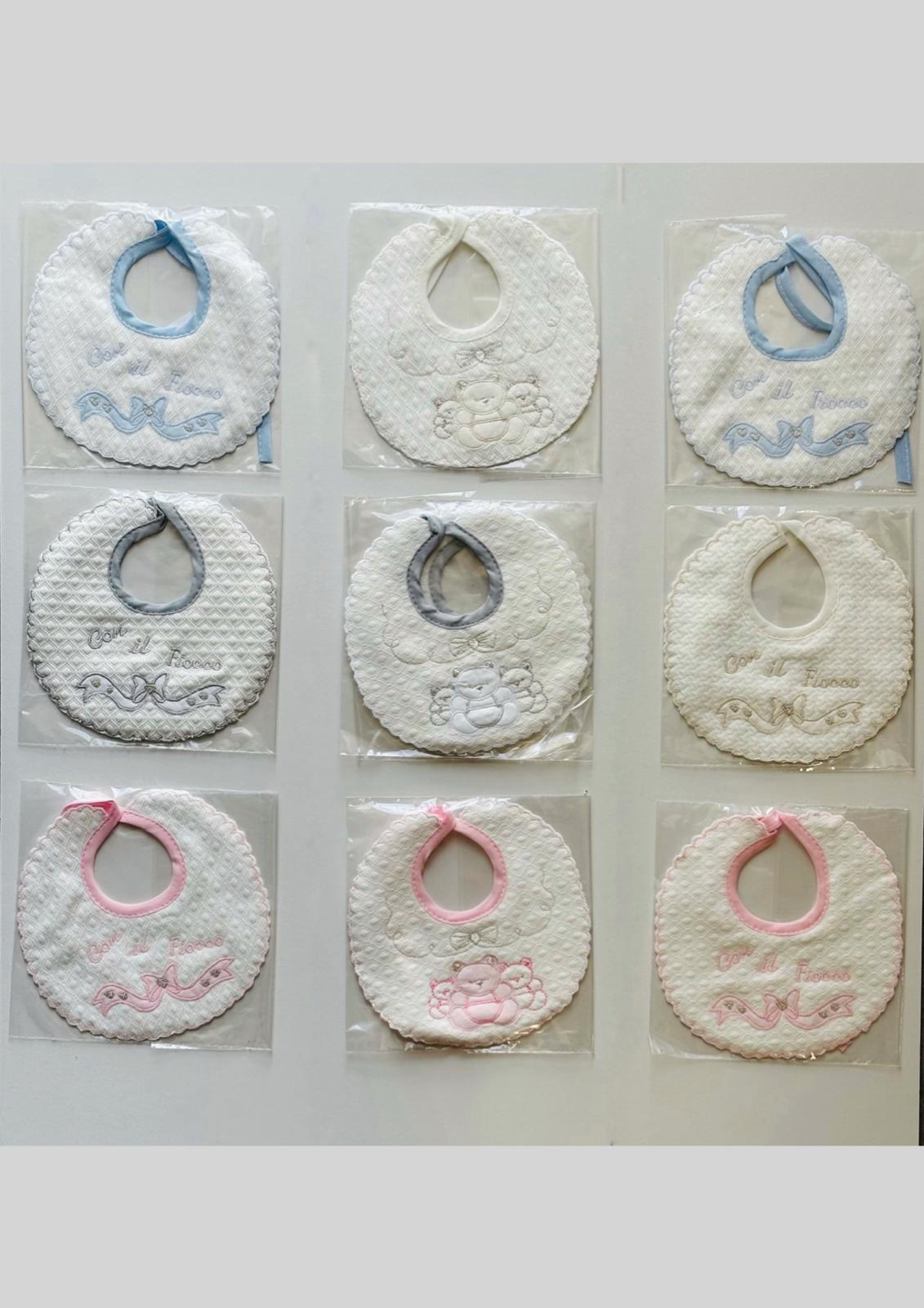 Bavetta Neonato/a in Jaquard ricamata TENERI BEBE'