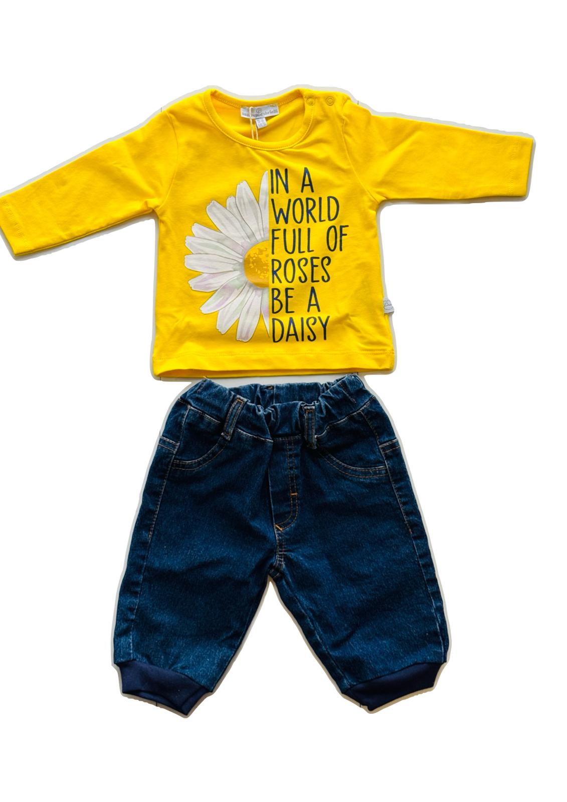 Completo Neonata 2 pezzi T-Shirt manica lunga + Jeans NAZARENO GABRIELLI