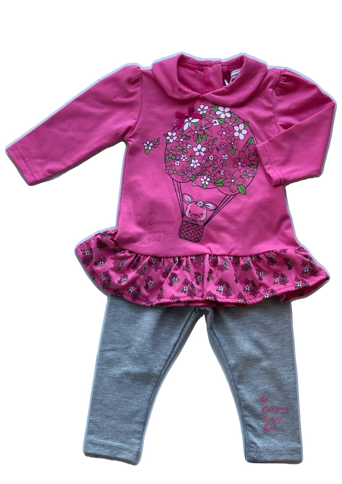 Completino 2 pezzi Maxi T-shirt manica lunga + leggins STELLE&PUPI