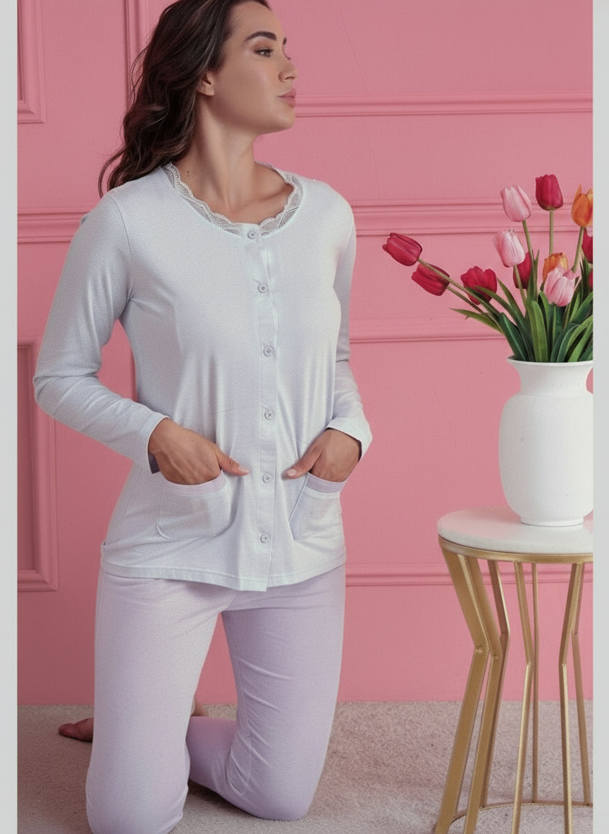 Pigiama donna manica lunga jersey Comfort ORONERO - Taglia 54