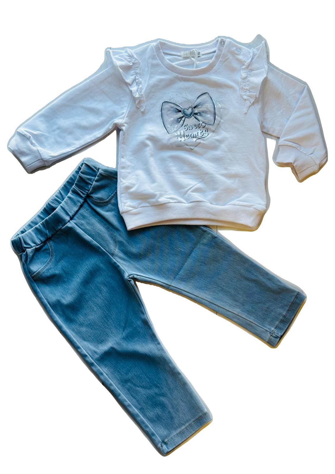 Completo Neonata 2 pezzi T-Shirt manica lunga + Jeans LOLLITOP