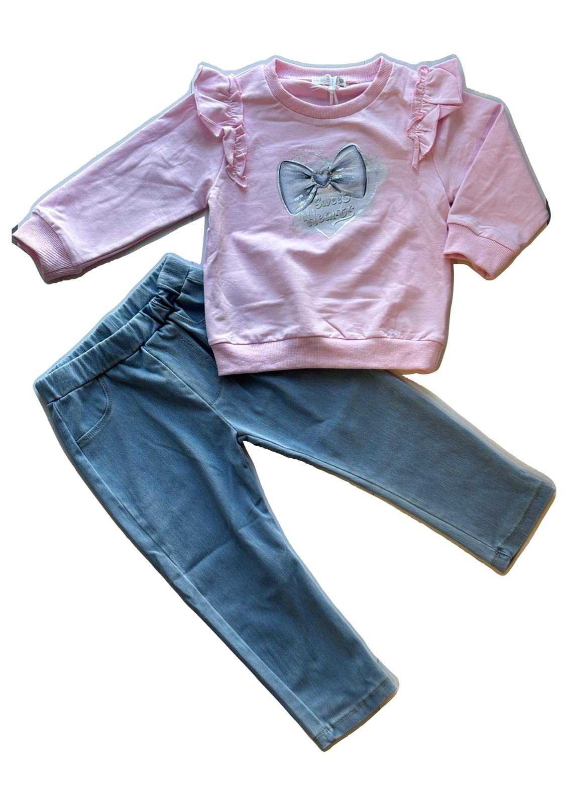 Completo Neonata 2 pezzi T-Shirt manica lunga + Jeans LOLLITOP