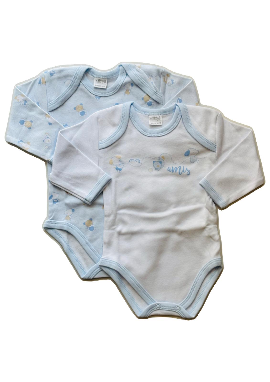 Coppia Body Baby in puro cotone garzato manica lunga ELLEPI