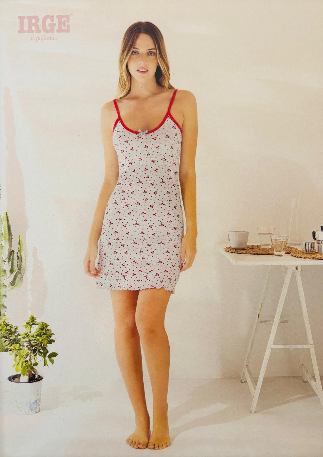 Canotta Donna in jersey spallina stretta fantasia ciliegie IRGE