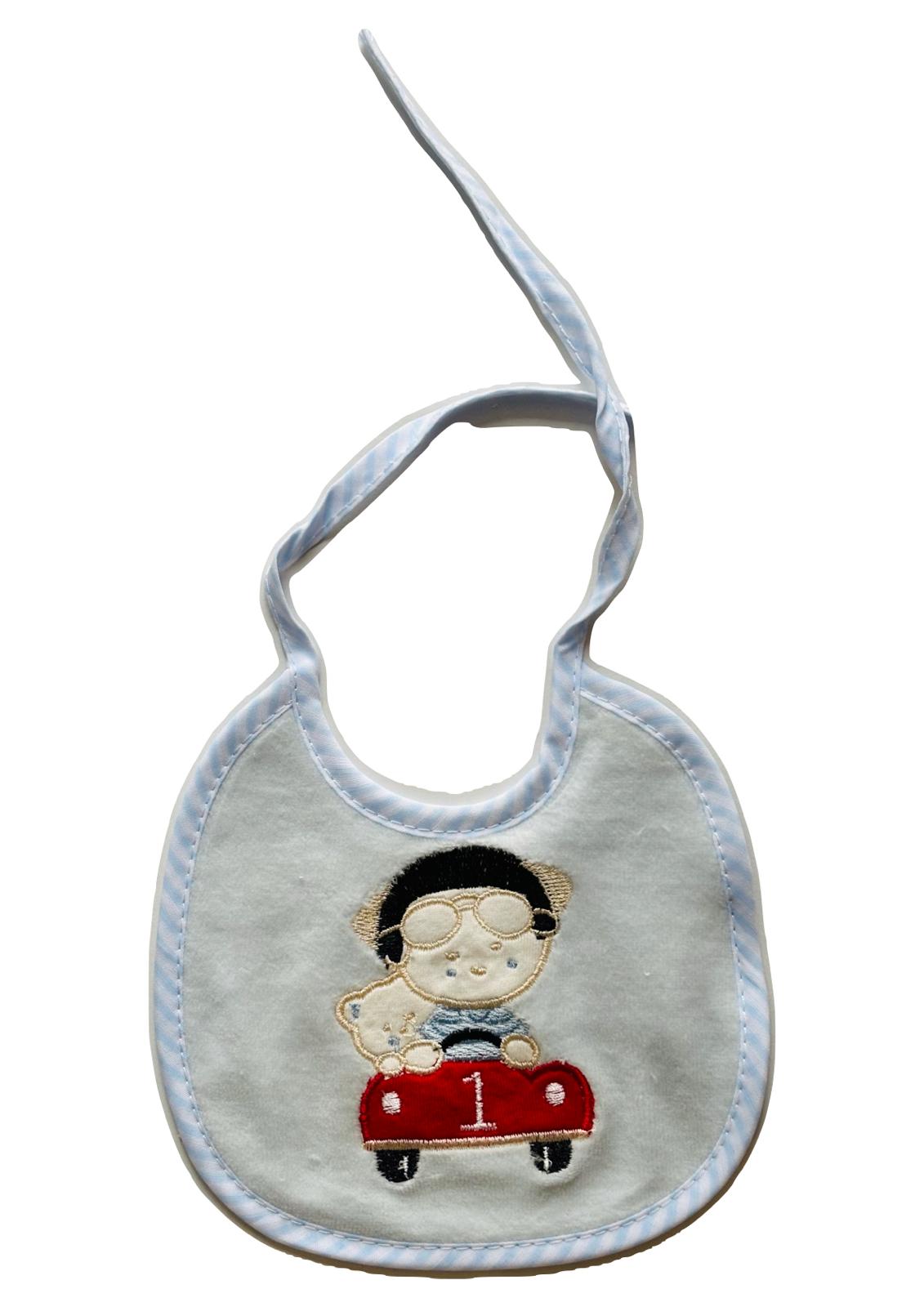 Bavaglino neonato in ciniglia ricamata TENERI BEBE'