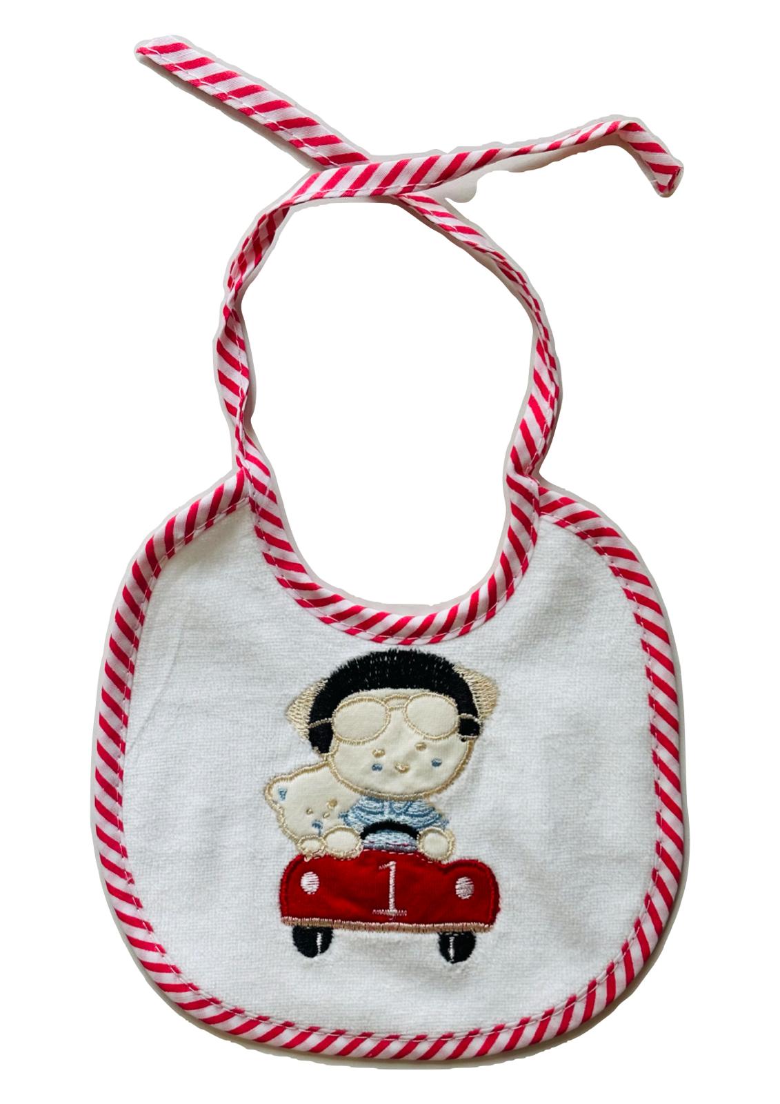 Bavaglino neonato in ciniglia ricamata TENERI BEBE'