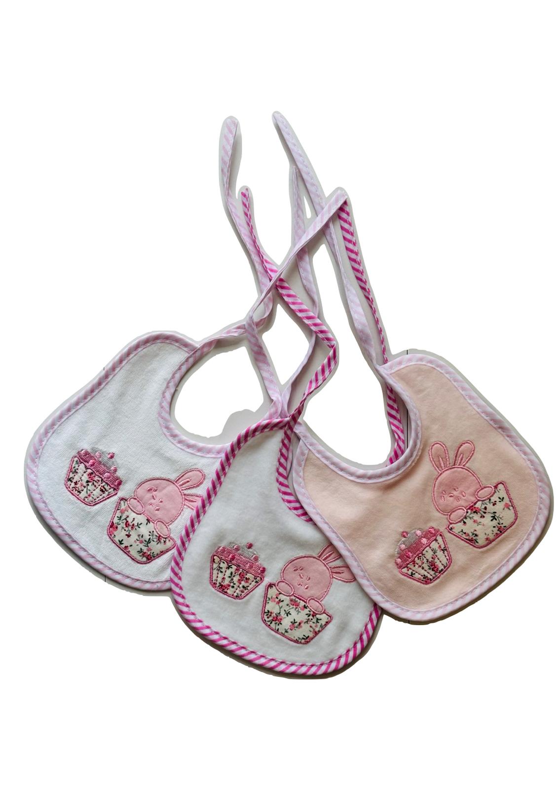Bavaglino neonata in ciniglia ricamata TENERI BEBE'