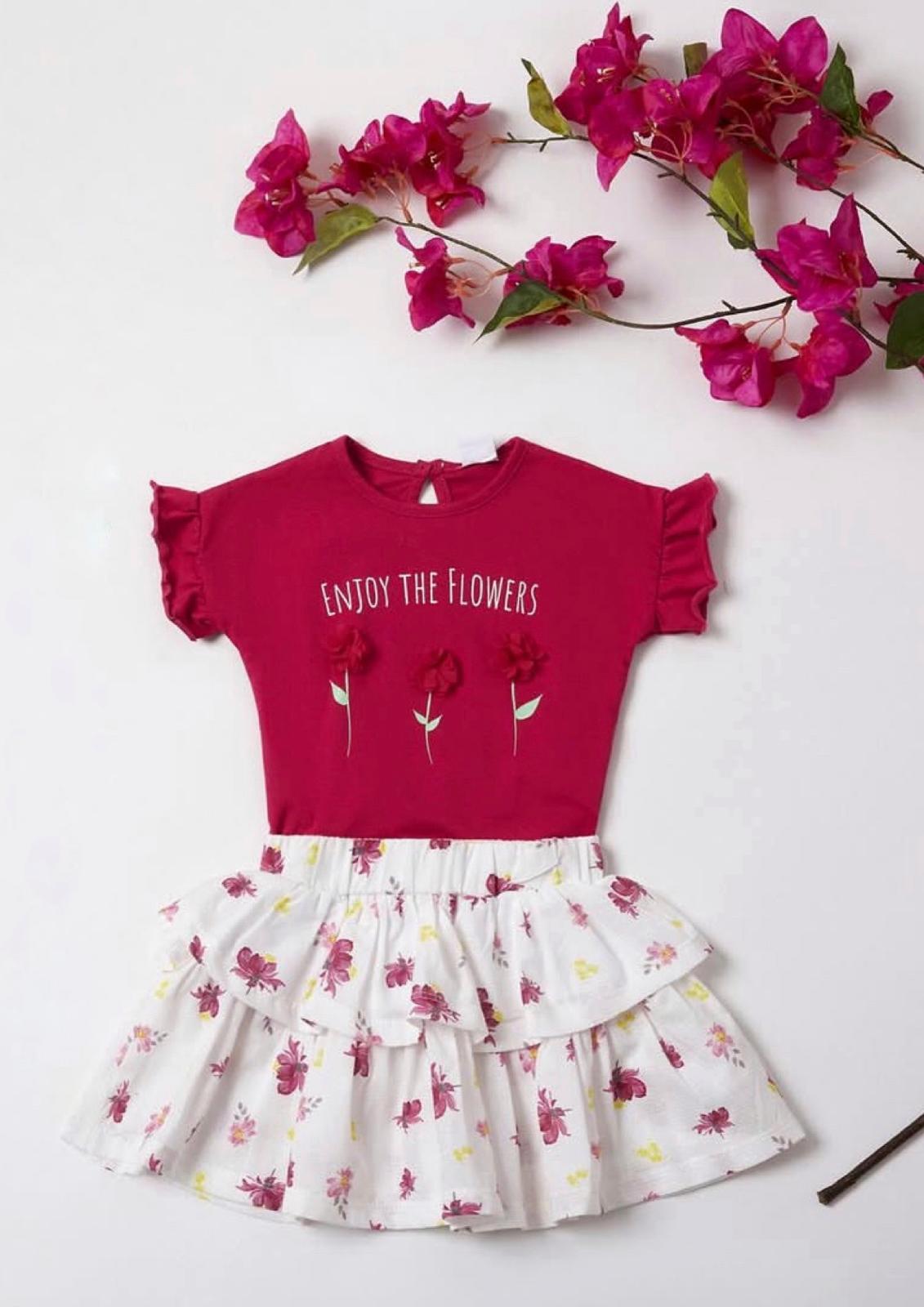 Completino Neonata gonna in mussola e top jersey a fantasia ELLEPI