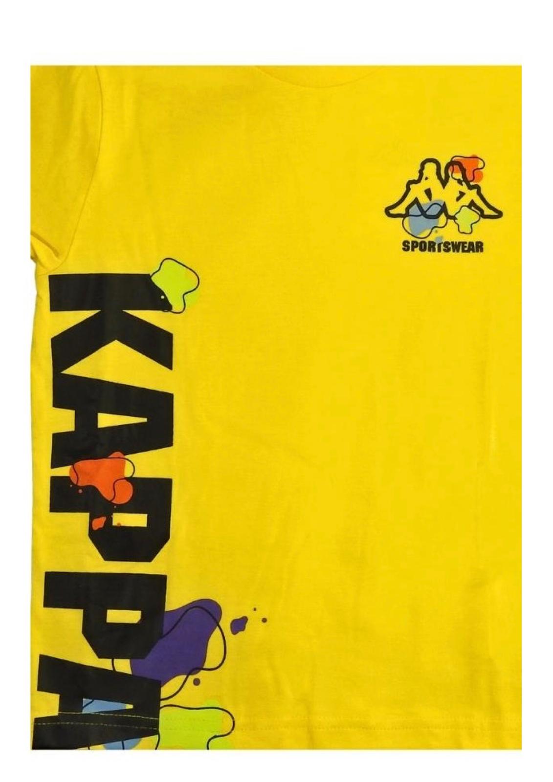 Completo Bambino T-shirt gialla + bermuda nero KAPPA - Taglie 5 e 6 anni