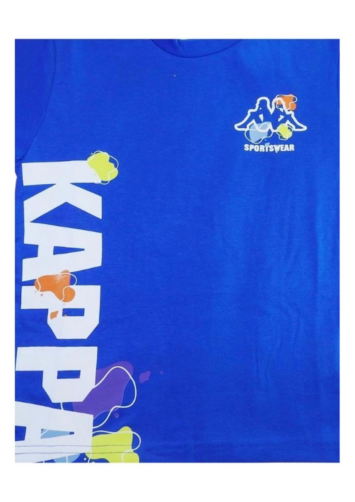 Completo Bambino T-shirt blu Royal + bermuda nero KAPPA