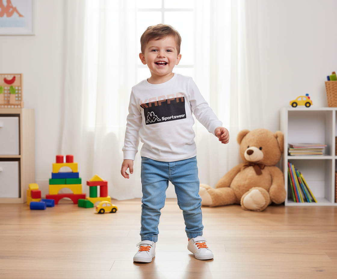 T-Shirt bambino manica lunga con stampa KAPPA