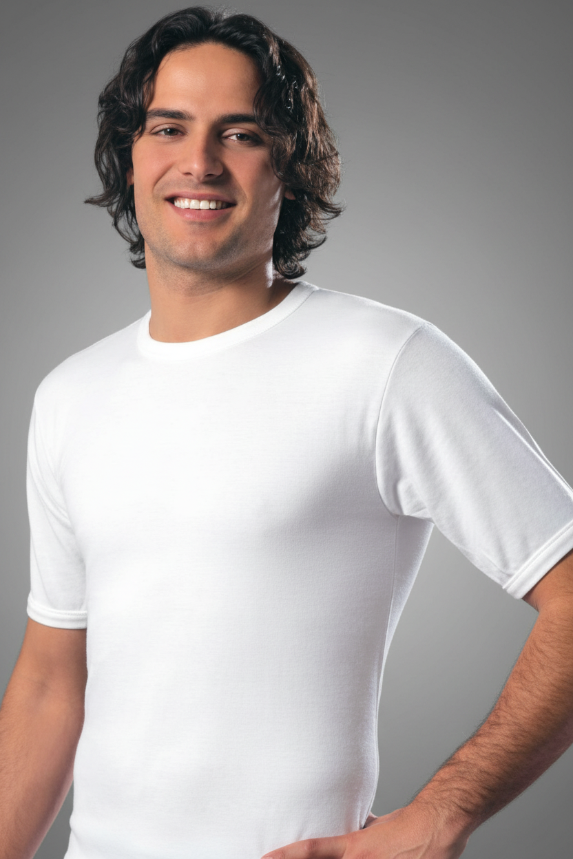 Maglia Uomo Mezza Manica Girocollo Lana e Cotone art. 90 LEABLE - Dalla taglia 4/M fino alla 8/XXL