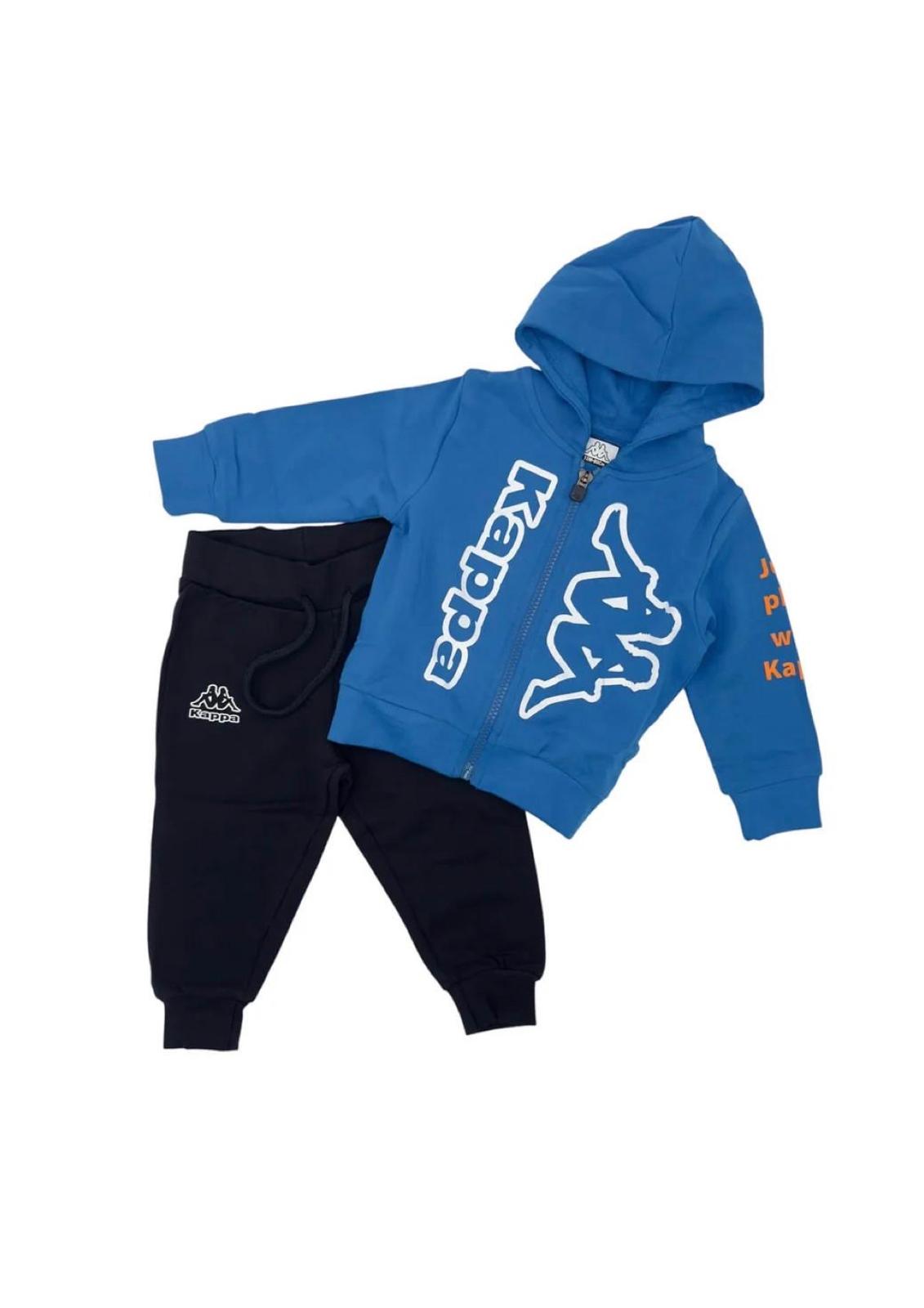 Tuta neonato in cotone garzato con zip e cappuccio KAPPA