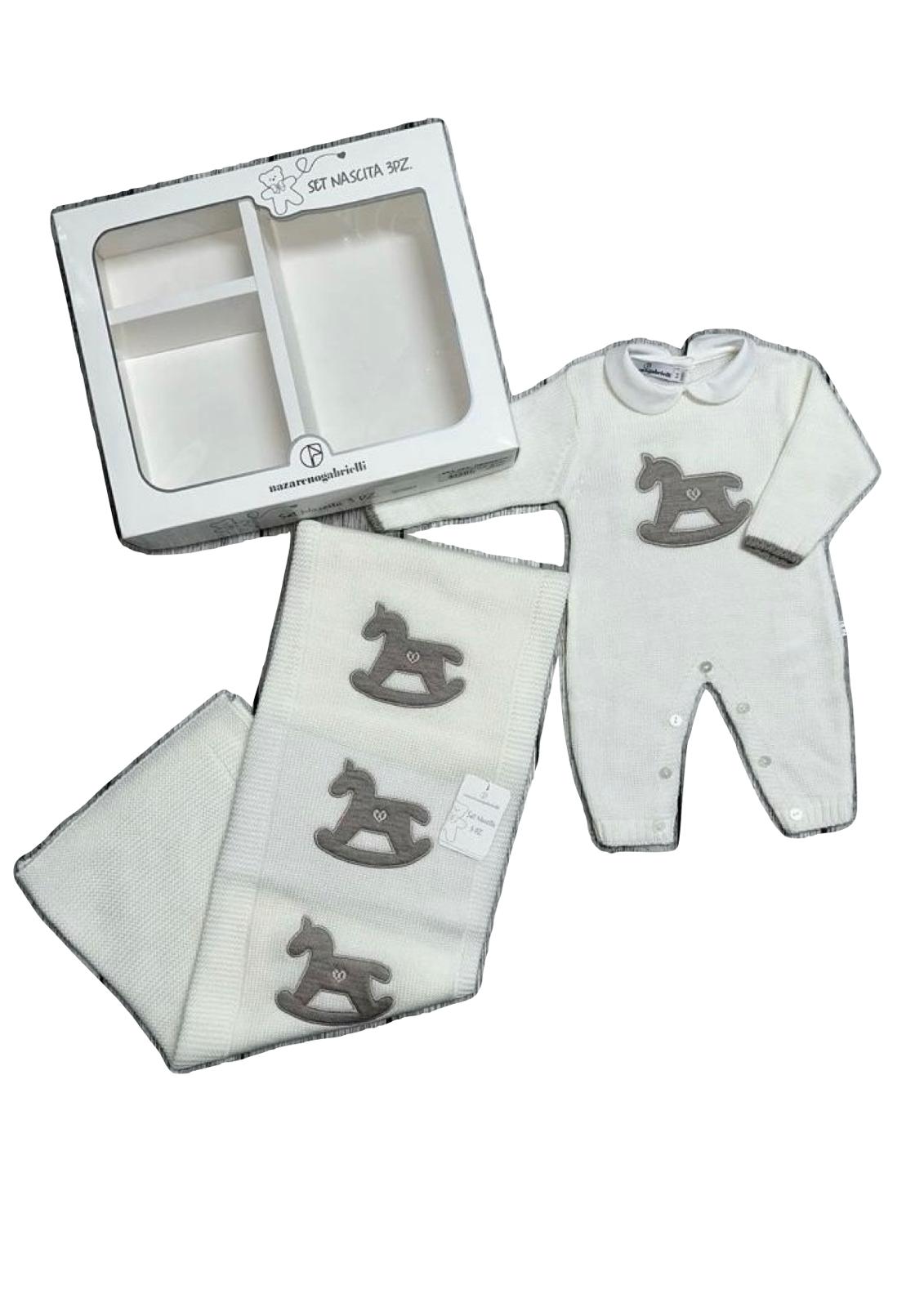 Set Nascita 3 pezzi neonato Tutina Coperta e Cappello NG-3488 NAZARENO GABRIELLI
