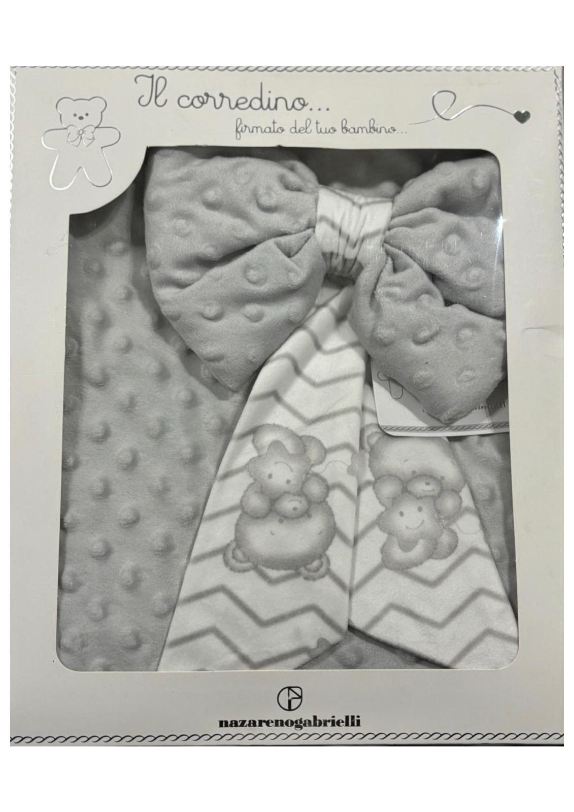 Coperta lettino in pile bubble "Double Face" con fiocco NG-4841 NAZARENO GABRIELLI