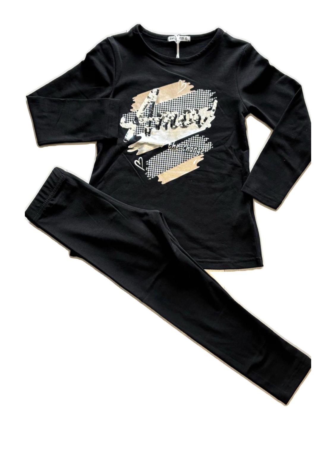 Completo bambina maxi maglia e leggins SMILE YES - Taglie 6 e 8 anni