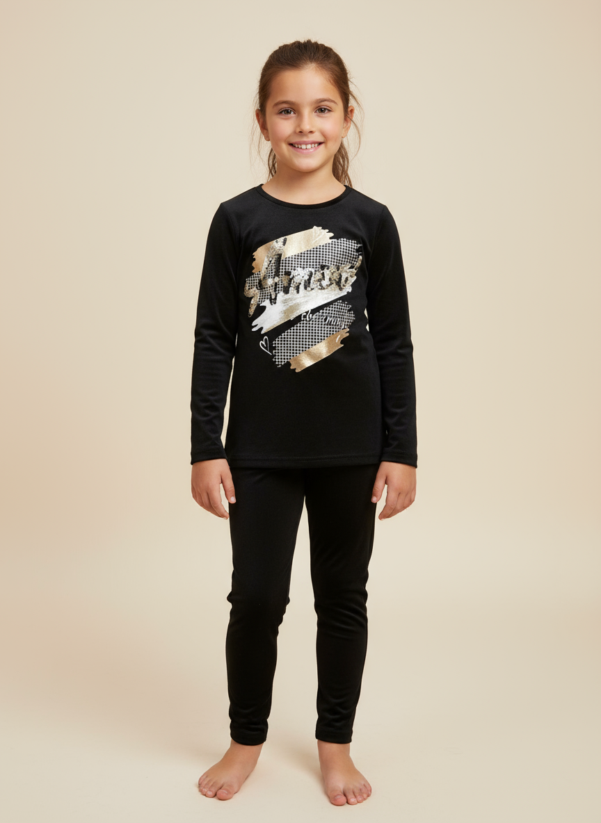 Completo bambina maxi maglia e leggins SMILE YES - Taglie 6 e 8 anni