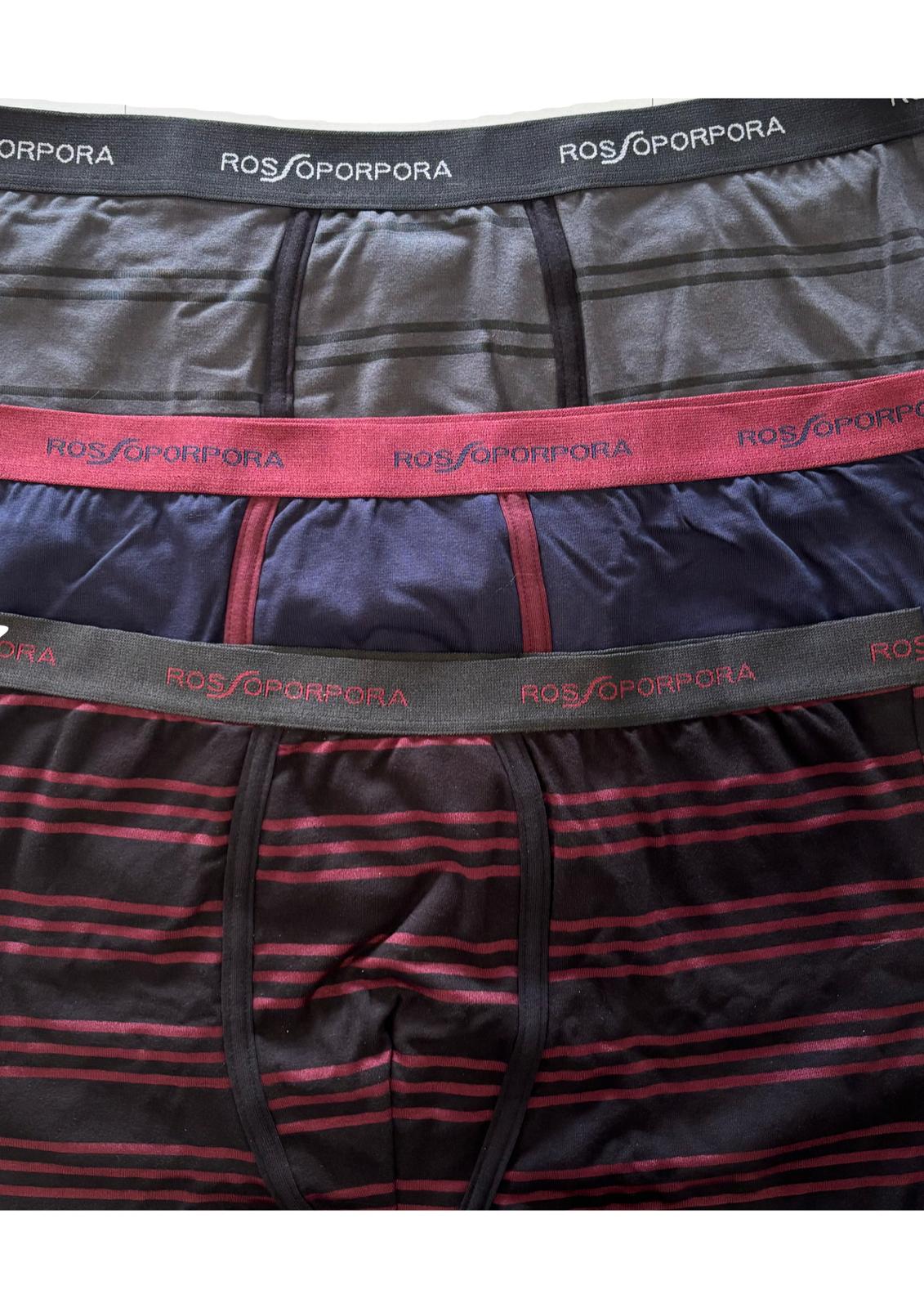 Tripack boxer Uomo con elastico stampato fantasie varie a righe - ROSSOPORPORA