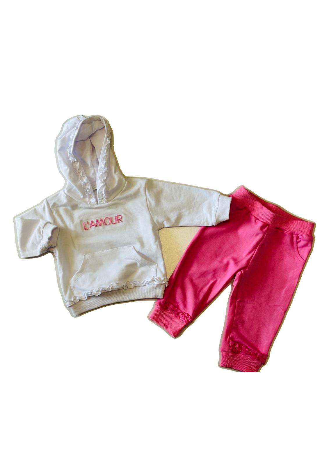 Tuta garzata primaverile con cappuccio e pantaloni con elastico in vita LOLLITOP - Taglie 6/9 mesi e 9/12 mesi