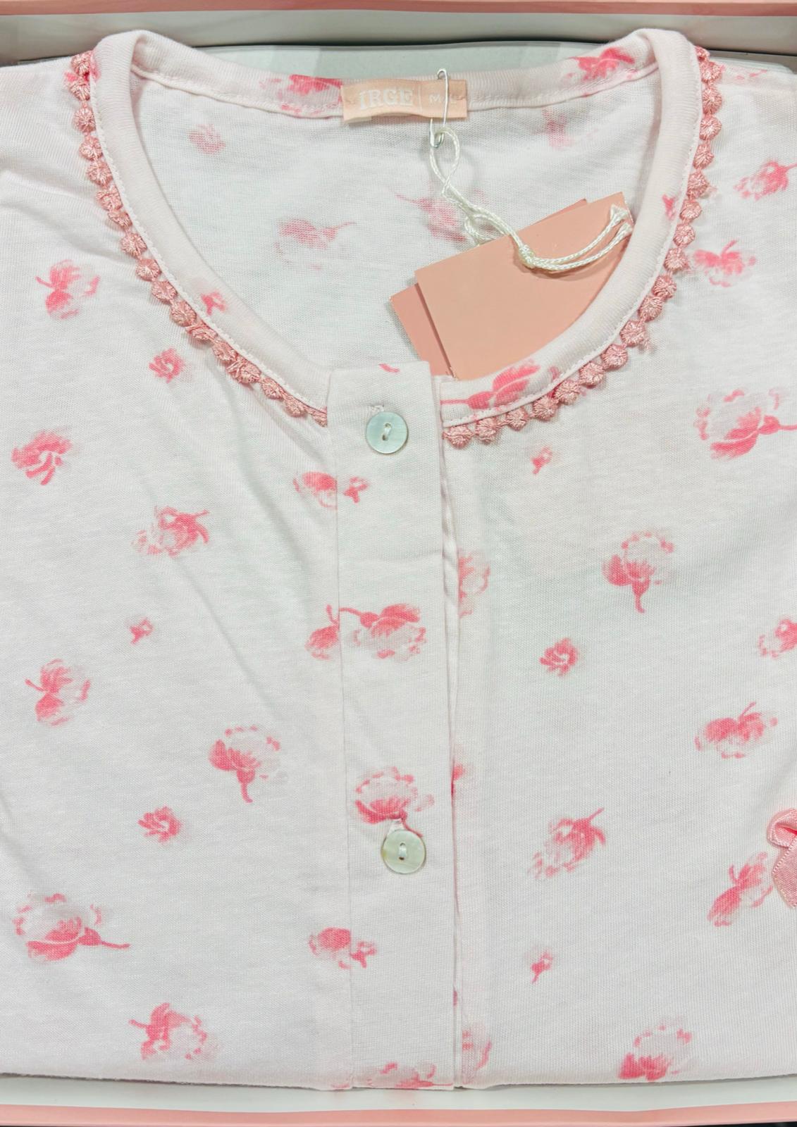 Camicia da notte manica lunga aperta in Jersey di cotone IRGE
