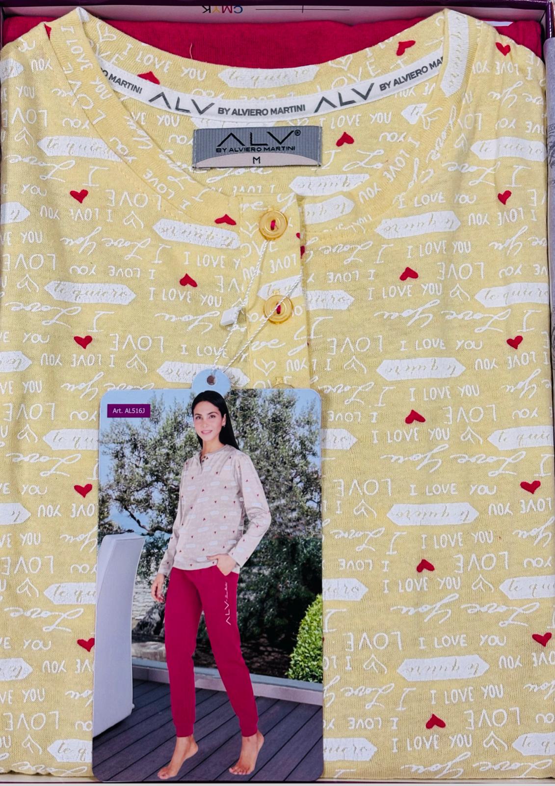 Pigiama donna manica lunga in jersey di cotone ALV by ALVIERO MARTINI - Taglia S