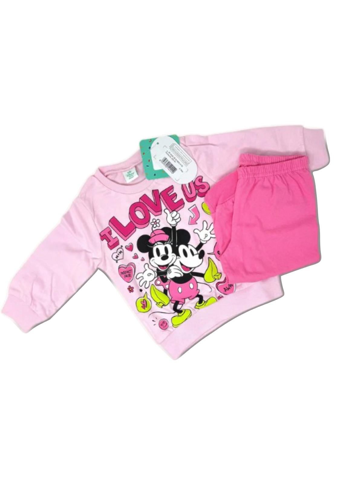 Pigiama Neonata e Bambina manica lunga primaverile in Jersey di Cotone Minnie Disney ELLEPI