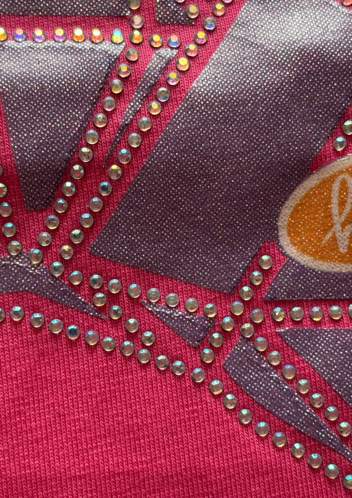T-shirt Bambina e Ragazza manica lunga in jersey di cotone stampata con strass