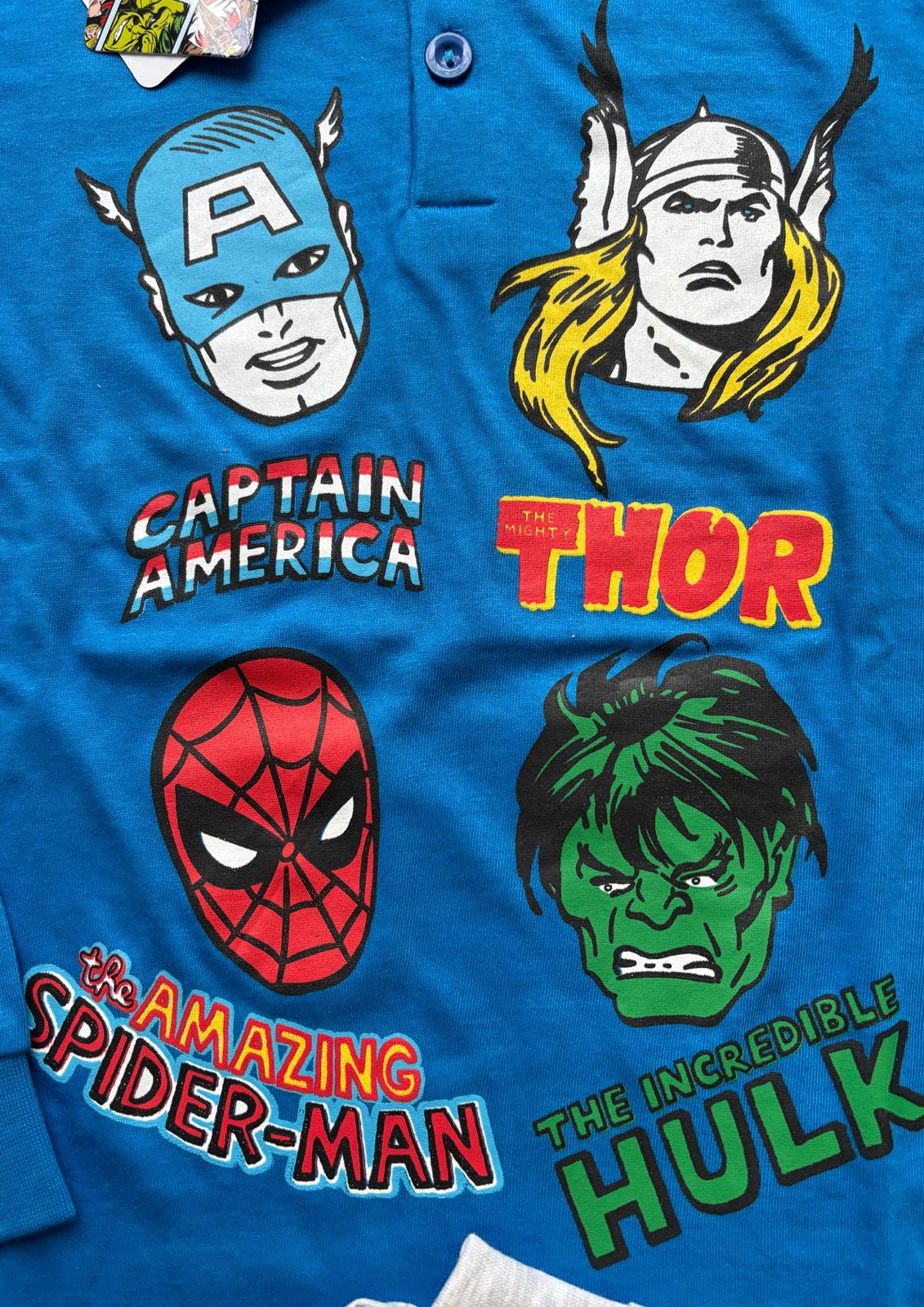 Pigiama Bambino manica lunga serafino in Jersey di Cotone MARVEL COMICS