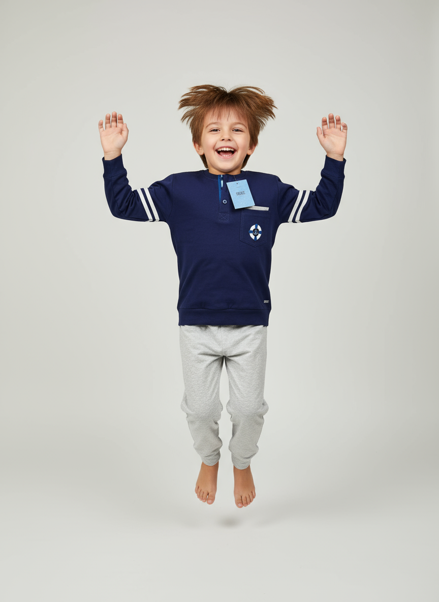 Pigiama Bambino manica lunga serafino in Jersey di Cotone IRGE - Taglia 5/6 anni
