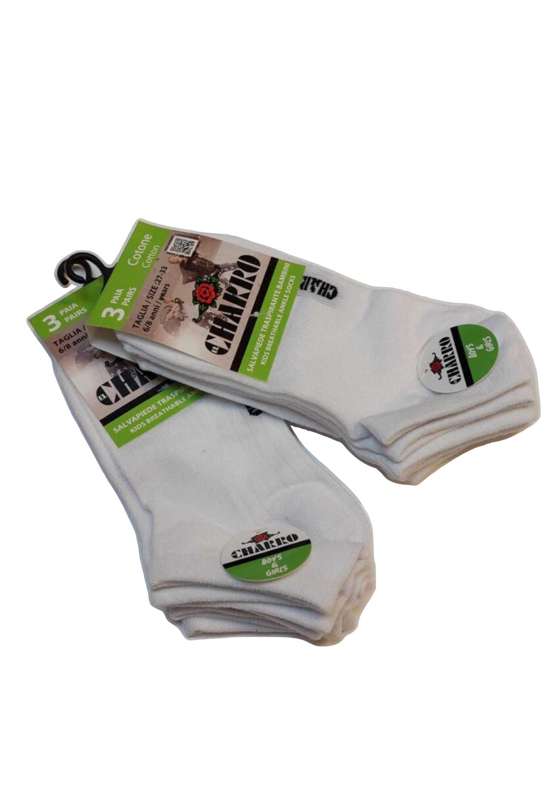 Tripack calzini salvapiedi Kids e Junior corti unisex in cotone CHARRO