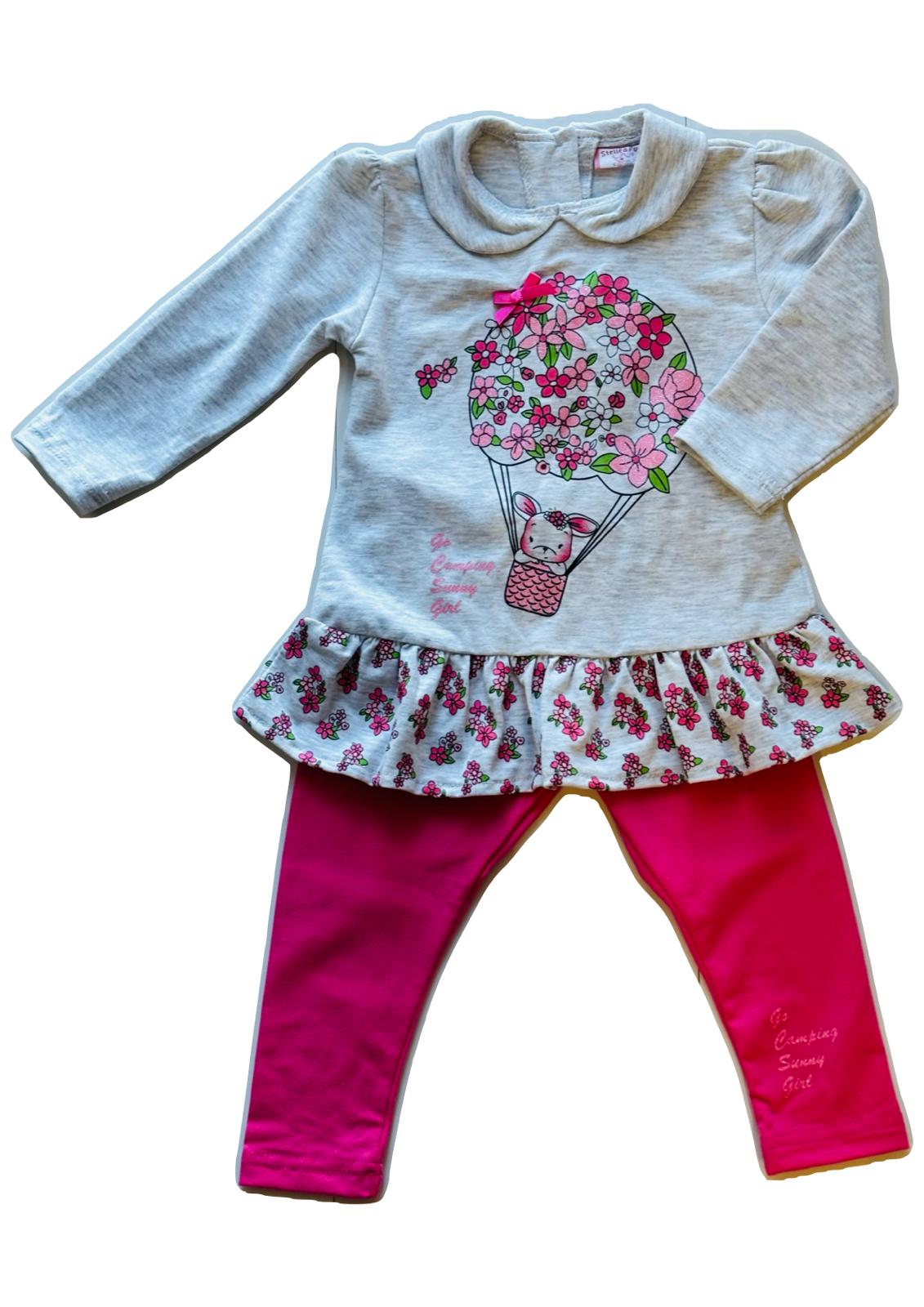 Completino 2 pezzi Maxi T-shirt manica lunga + leggins STELLE&PUPI