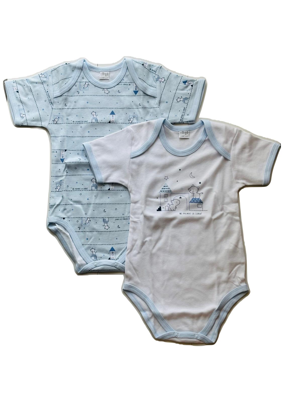 Coppia Body Baby in puro cotone garzato mezza manica ELLEPI