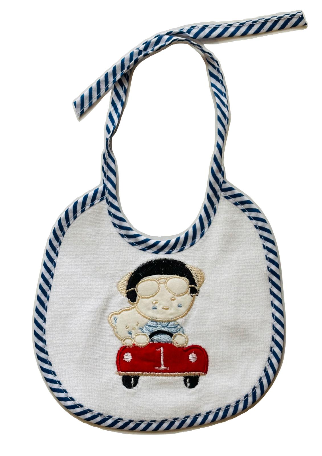 Bavaglino neonato in ciniglia ricamata TENERI BEBE'