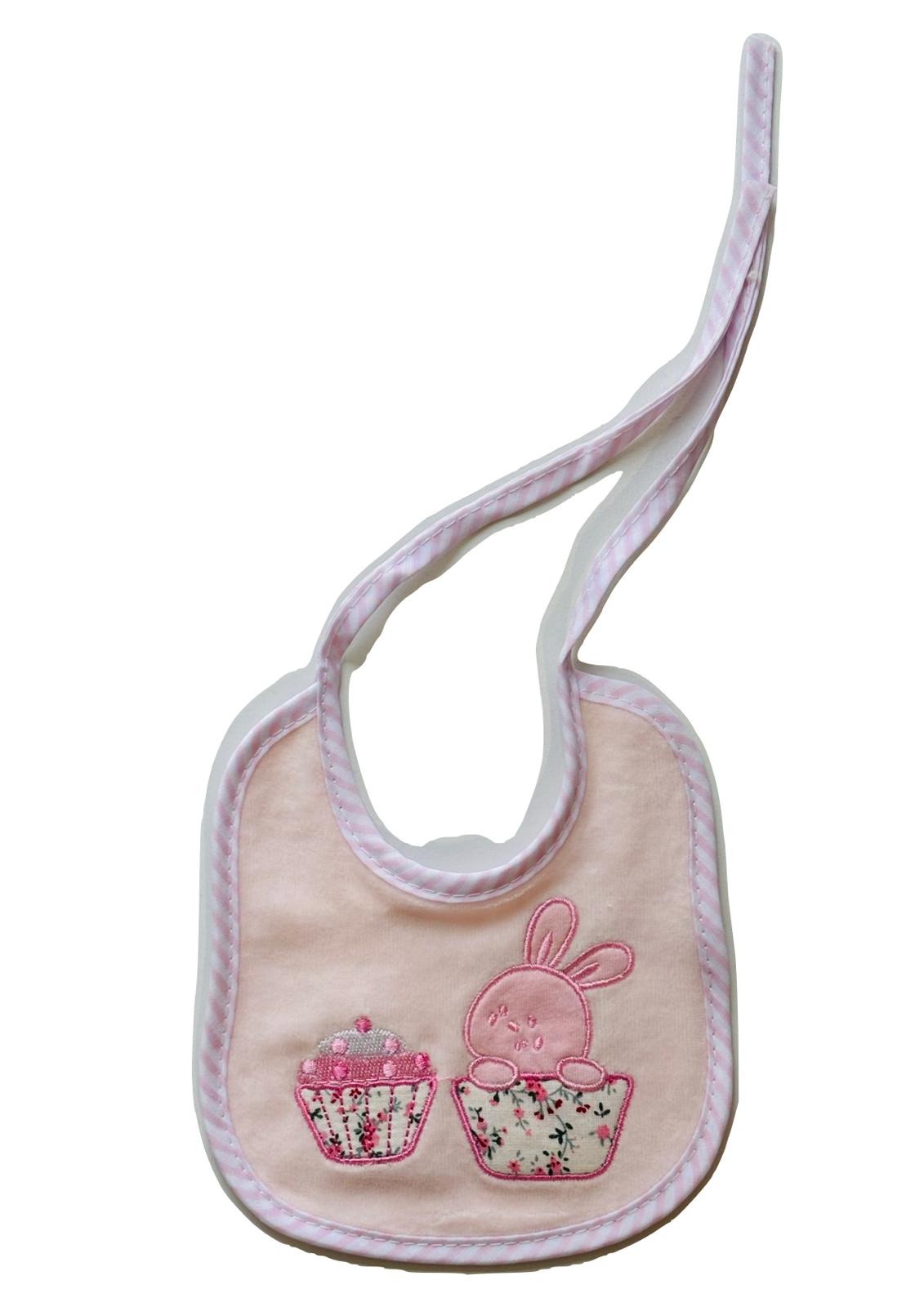 Bavaglino neonata in ciniglia ricamata TENERI BEBE'