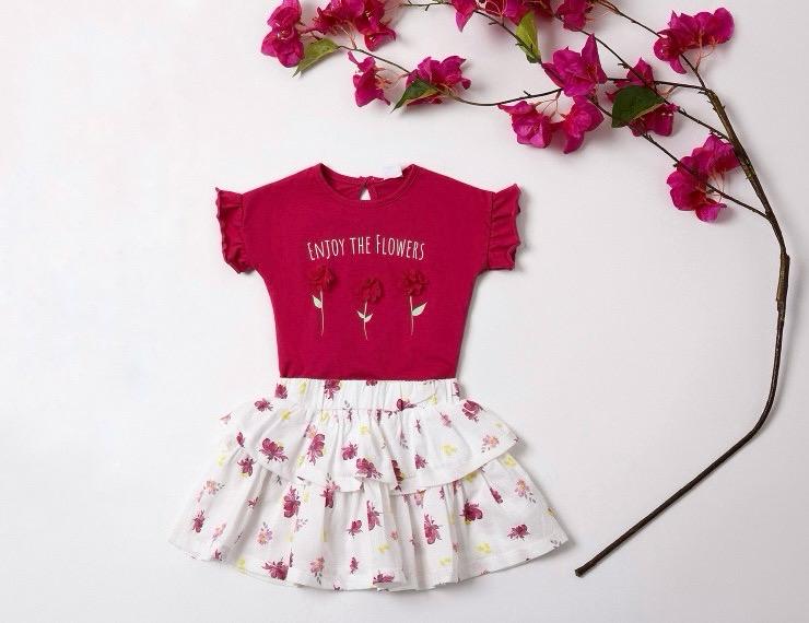 Completino Neonata gonna in mussola e top jersey a fantasia ELLEPI