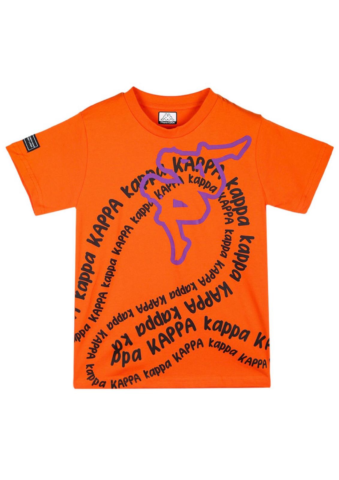 Completo Bambino T-shirt arancio + bermuda nero KAPPA
