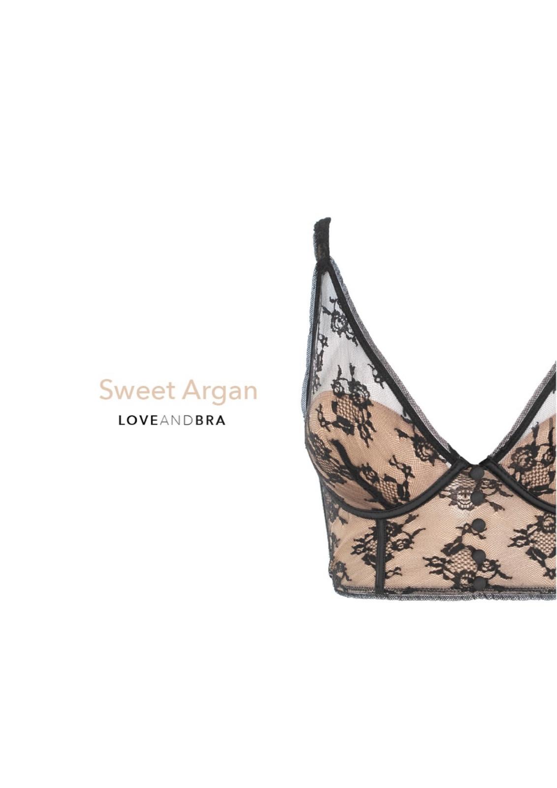 Coordinato Bralette + Brasiliana Vita Alta in Pizzo e Tulle Sweet Argan LOVE&BRA