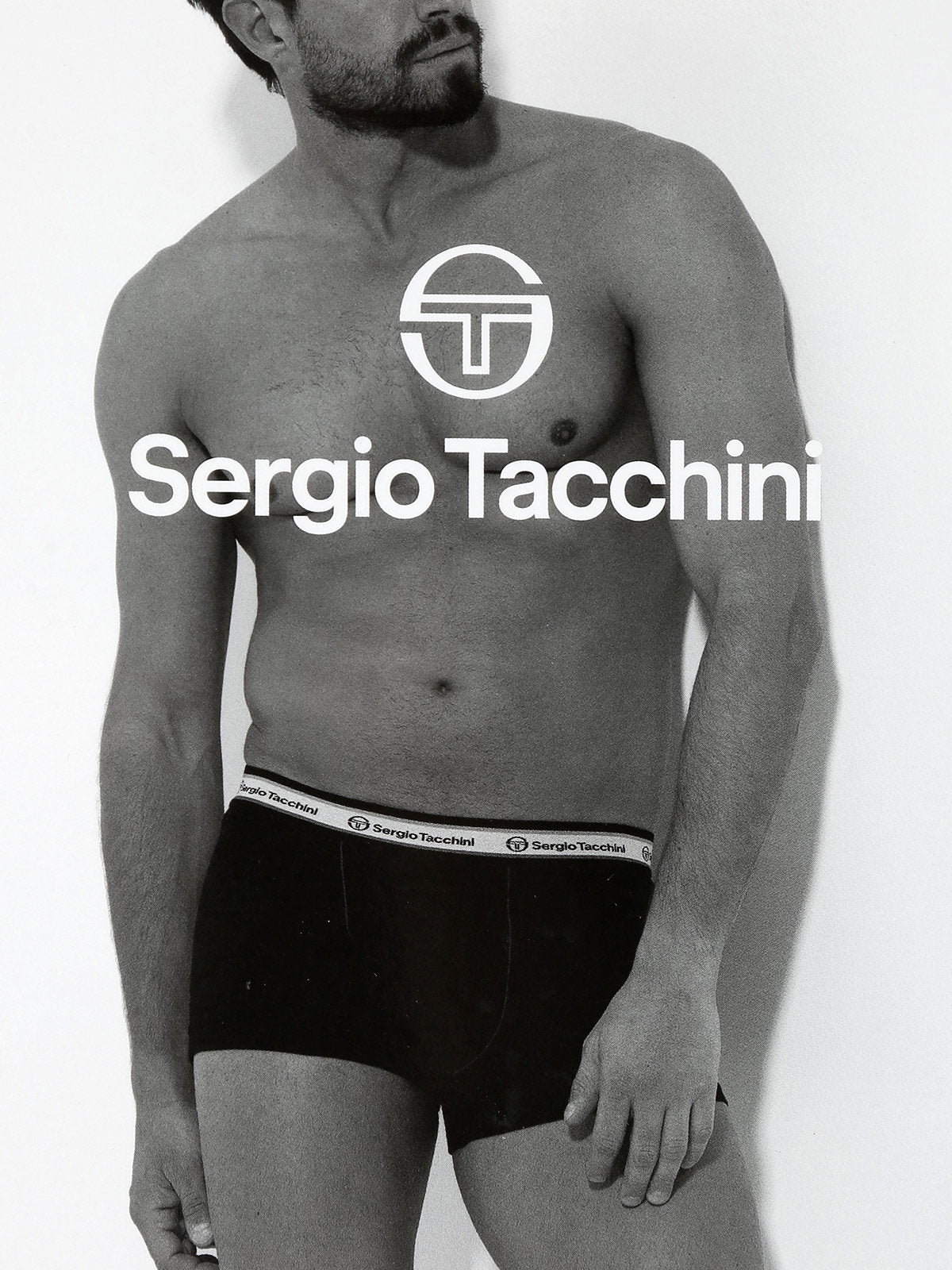 Boxer in cotone elasticizzato con elastico esterno con scritta SERGIO TACCHINI