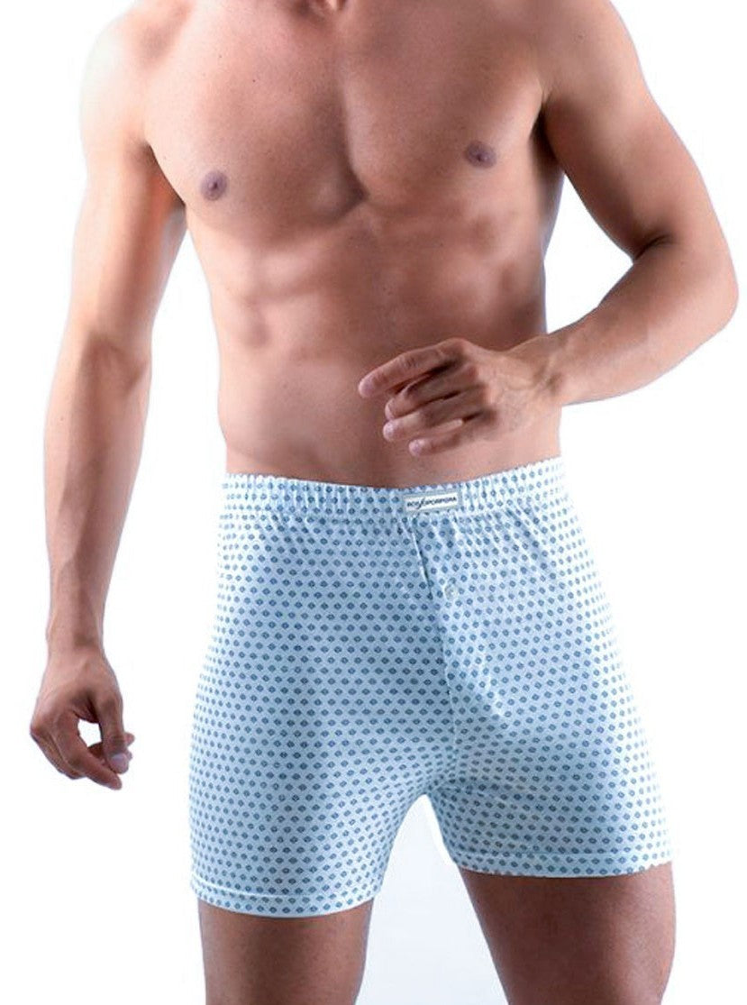 Boxer 100% cotone pettinato bianco con fantasia rombi ROSSOPORPORA