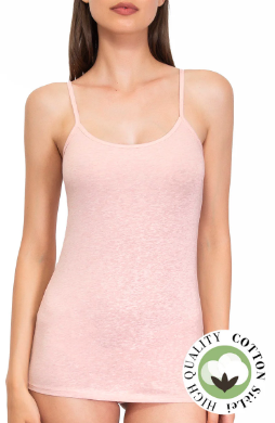 Canotta spallina stretta in cotone biologico Rosa e Grigio Melange SIELEI