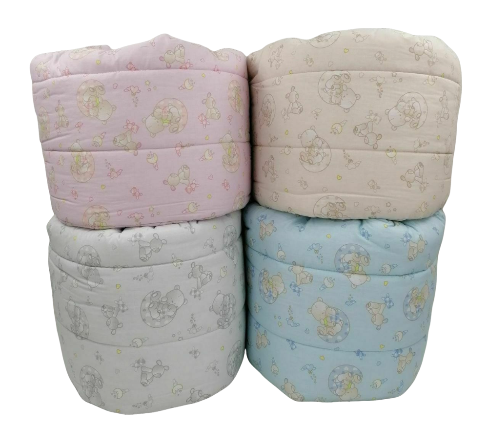 Trapunta lettino fantasia beige stampata con paracolpi "Double Face" NAZARENO GABRIELLI
