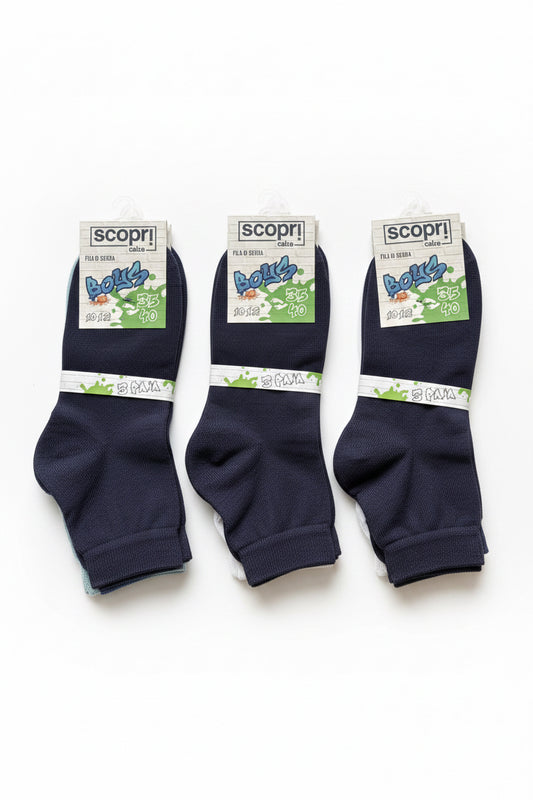 Tre Paia di Calze Corte in Filo di Scozia Colori assortiti linea Toby SCOPRI